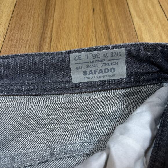 Diesel Safado Jeans Men’s 36x32 Gray Regular Slim Straight Stretch Denim USA - Picture 10 of 16